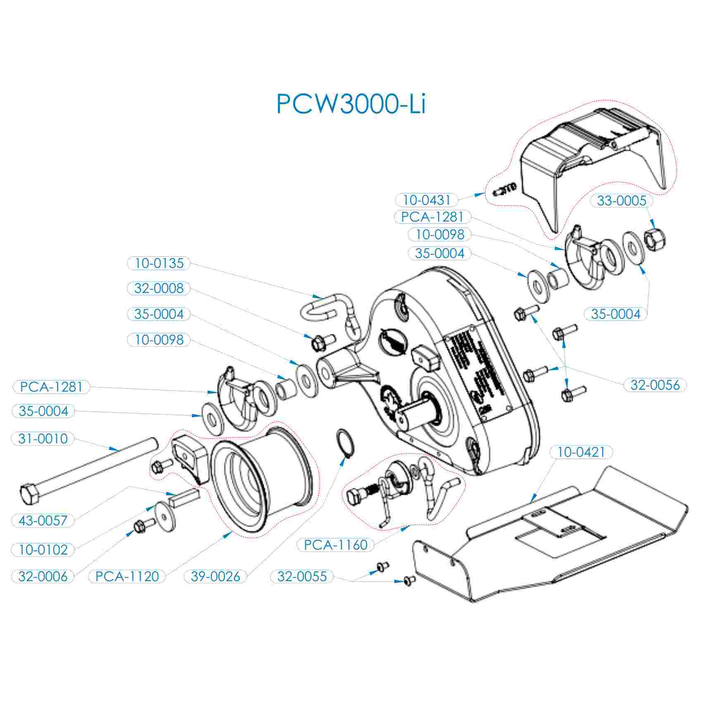 PCW3000-Li - PIÈCES DE RECHANGE