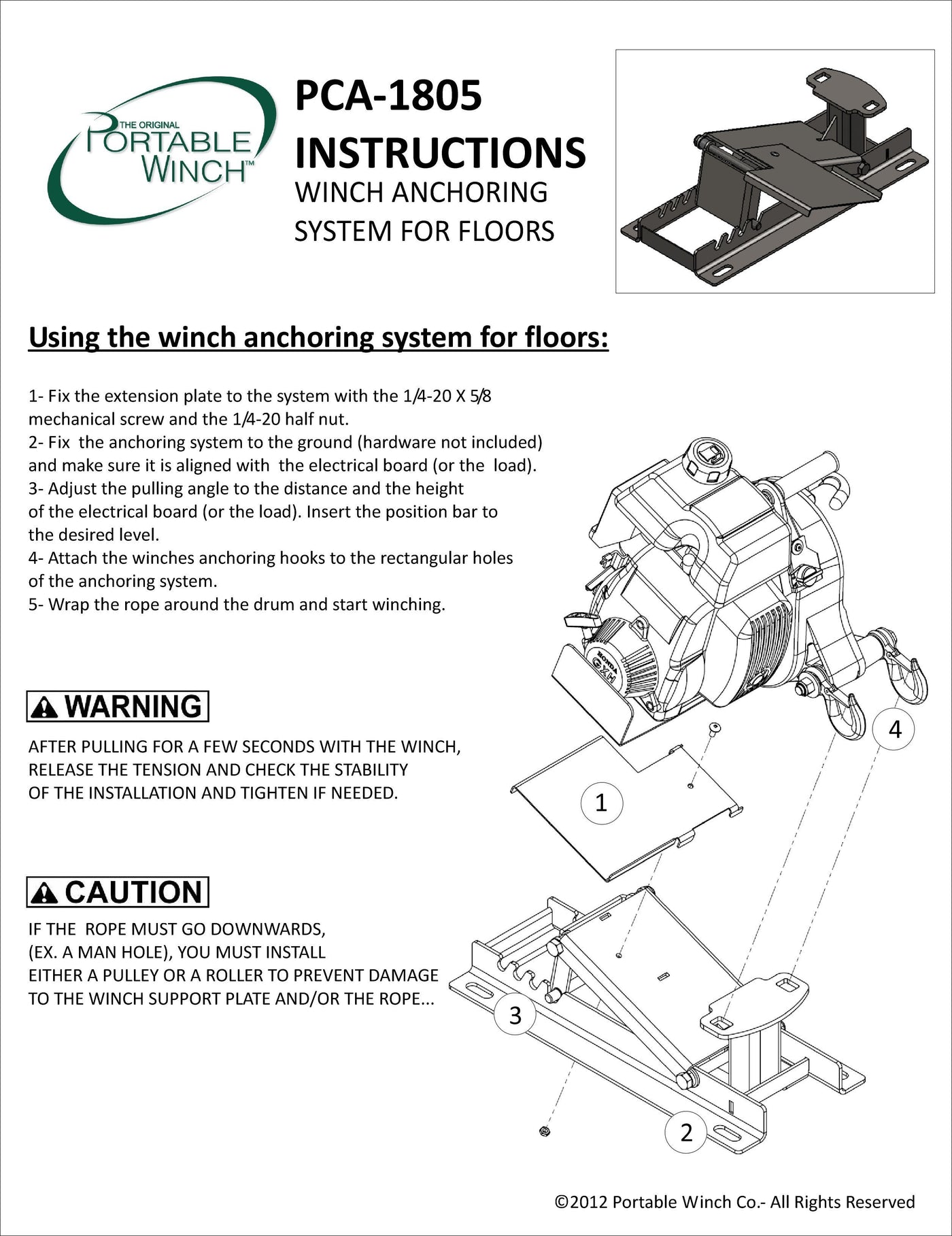 PCA-1805 <BR>FLOOR MOUNT WINCH ANCHORING SYSTEM